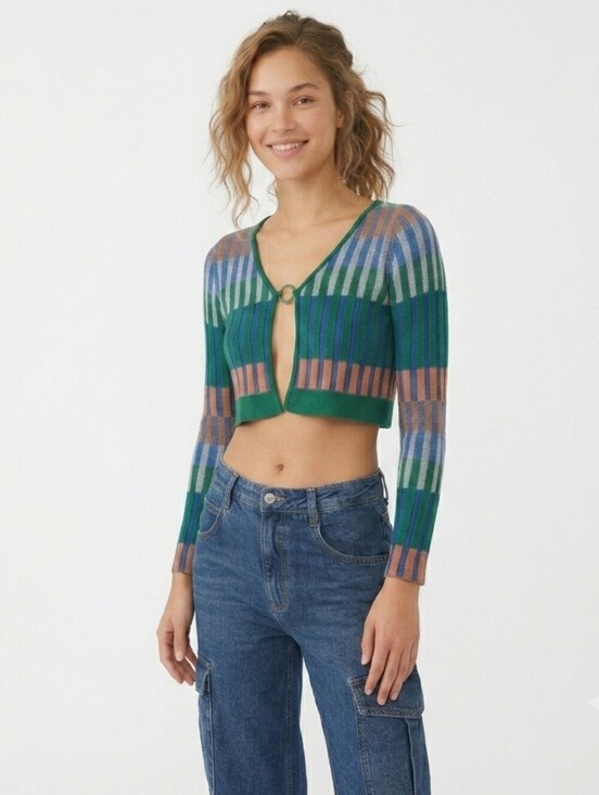 Find Me Now Tops - Nuuly x Find Me Now Colorblock Knit Cropped Cardigan - XS